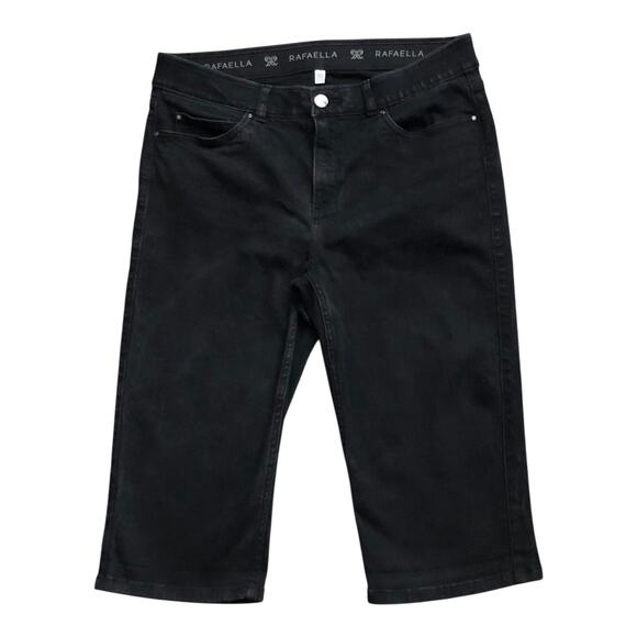 RAFAELLA Womens Size 14 Black Cropped Capri Elastic Waist Jeans 16.5" Inseam - Picture 1 of 5